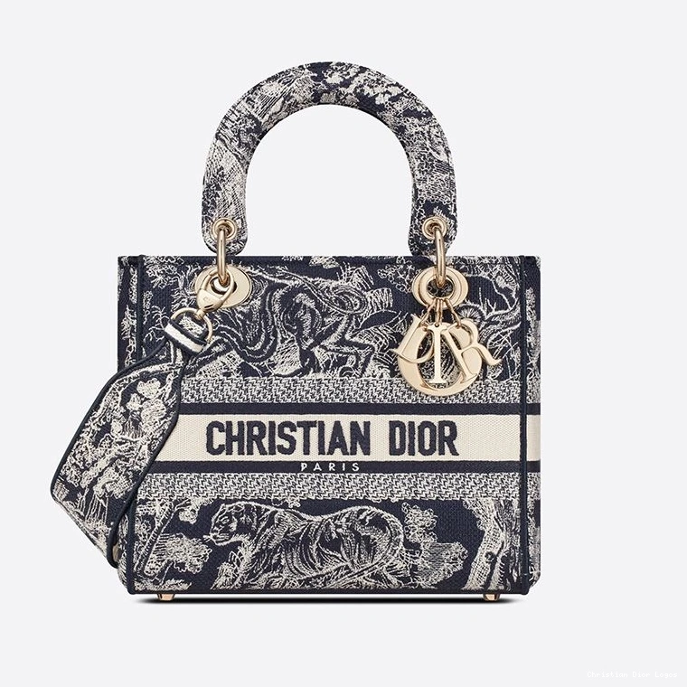Cheap Lady D-lite Motif Navy de Medium Blue Bag Toile Jouy Canvas 0810 Luxury